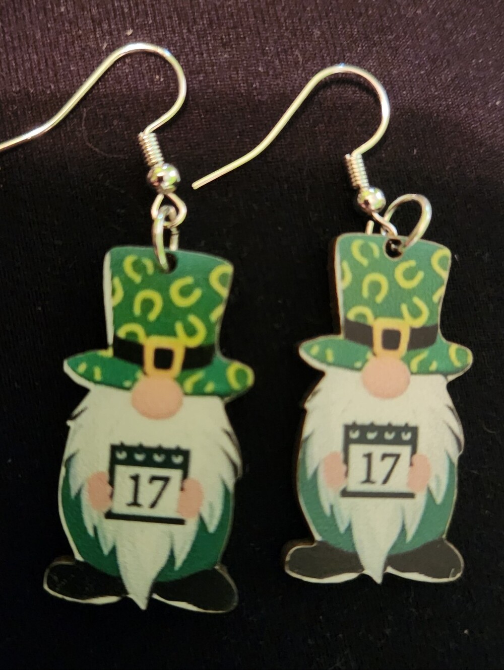 🎉 St Patrick's Day Themed Gnome Wooden Earrings